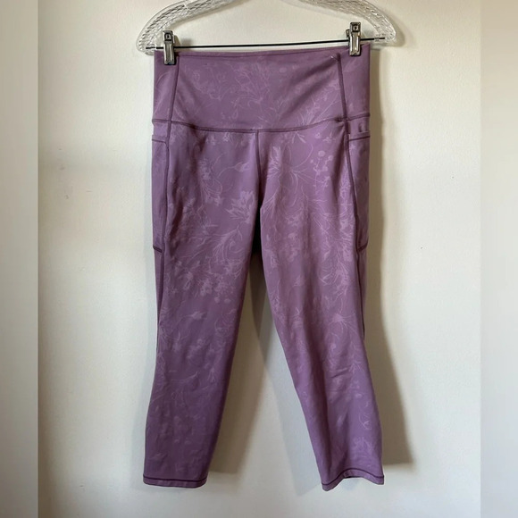 Zyia Purple Floral Capri Leggings - Picture 1 of 5